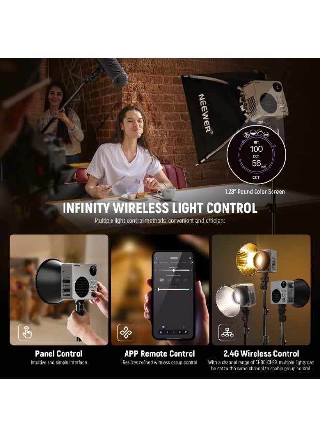 نيوير HB80B 80W Bi-Color Mini COB LED Video Light - Image 5