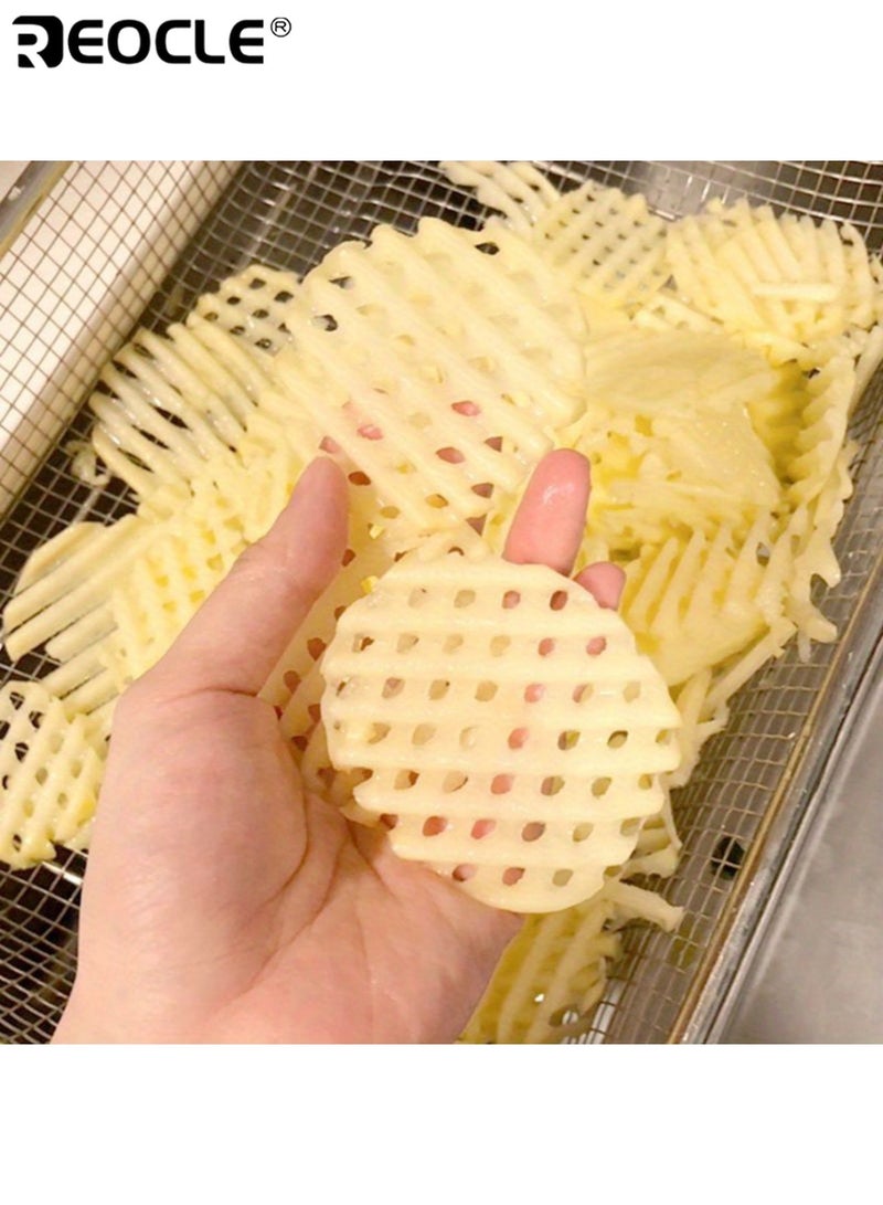 ريوكل قطاعة بطاطس يدوية خشبية بشفرة مموجة مع مقبض مريح تصميم طبيعي من الخشب لبطاطس مقلية مموجة وخضروات - Image 3