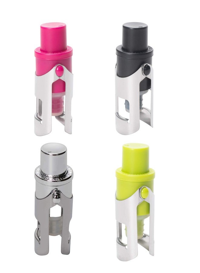 Cork Pops Assorted Colors 3 Inch Acrylic Dual Metal Wing Lock Champagne Vacuum Stopper Set of 4 - Image 5