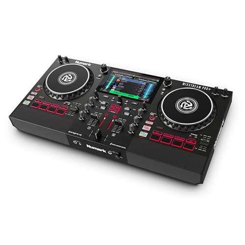 Numark Mixstream Pro+ DJ Controller with Stem Separation, 2 Decks, Wi-Fi Streaming, Mixer, 7" Touchscreen, Speakers, works with Serato and Virtual DJ - Image 1