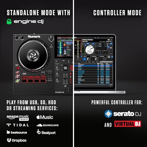 Numark Mixstream Pro+ DJ Controller with Stem Separation, 2 Decks, Wi-Fi Streaming, Mixer, 7" Touchscreen, Speakers, works with Serato and Virtual DJ - Image 3