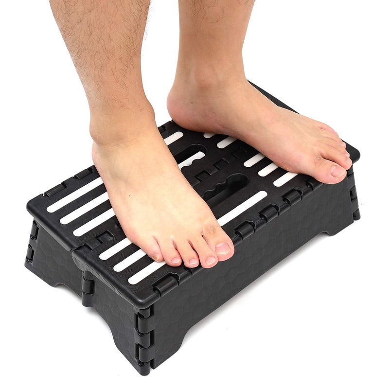 KWESOR Portable Folding Step Stool 5 Inch Lightweight Plastic Short Stool Sturdy and Safe Half Step Height Boost for Seniors and Kids One Flip Low Step Riser with Handle 