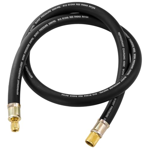 Tigbear 1/2" Vacuum Refrigerant Hose, High Flow HVAC Refrigerant Charging Hose 1/2 to 1/4 Flare for R410A R134A R407C R502 R12 R22 System, 640 PSI Working Pressure, 60 Inch Black AC Recharge - Image 1