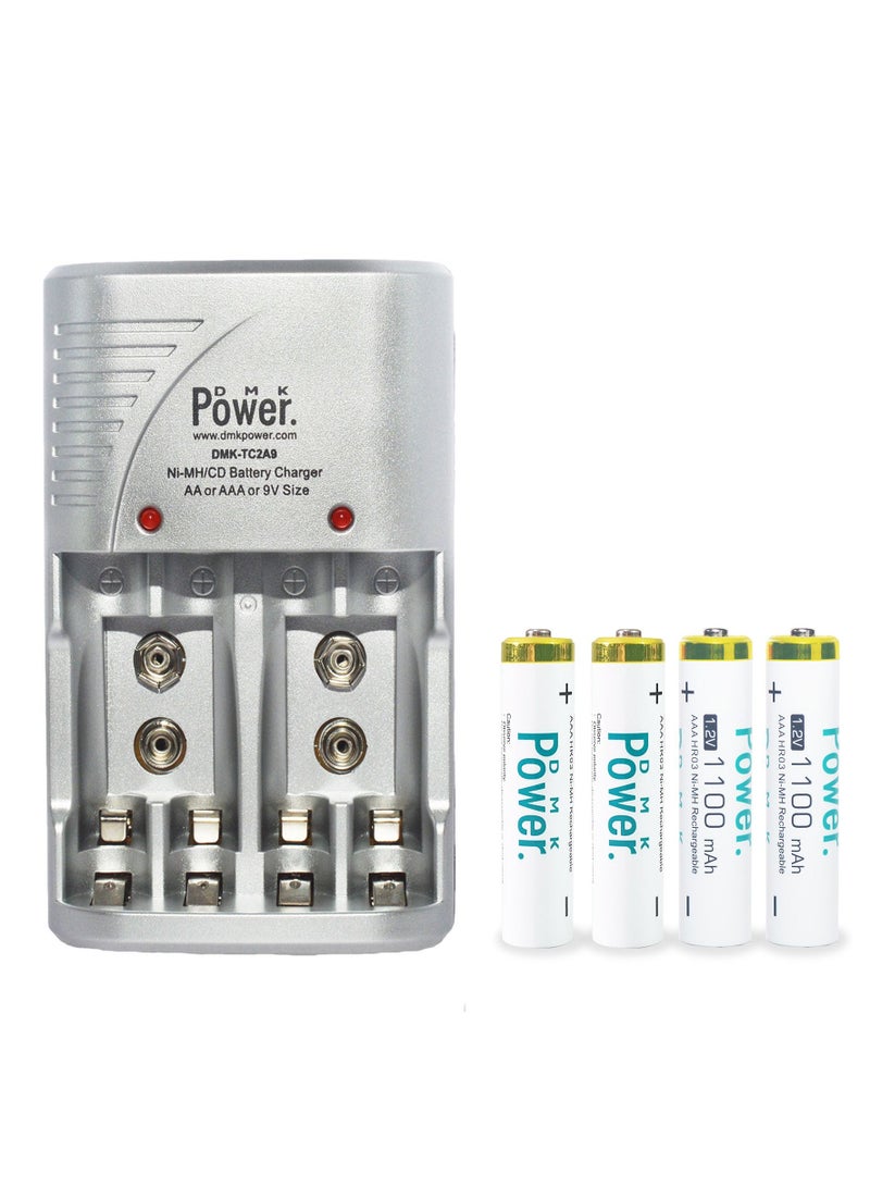 DMK Power 4 pieces  AAA 1100mAh NiMh Battery with Smart Rechargeable Charger - Image 1