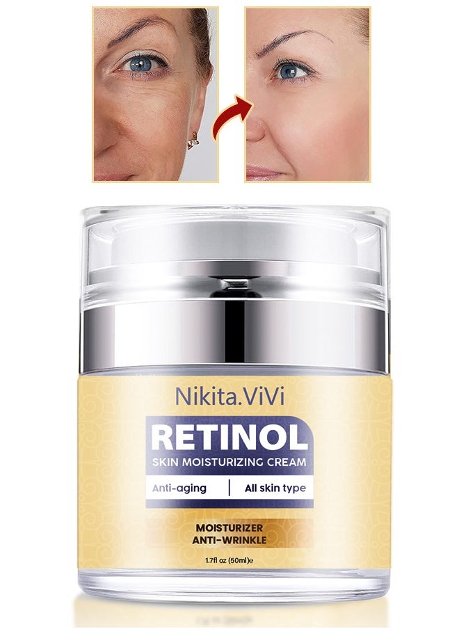 NIKITA.VIVI Retinol Skin Moisturizing Cream 50ml Anti Aging Firming Facial Cream to Reduce Wrinkles Fine Line Dark Spot Sun Damage Anti Wrinkle Face Neck and Body Retinol Cream with Hyaluronic Acid  - Image 1