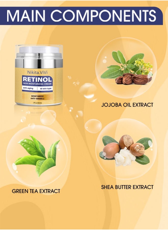 NIKITA.VIVI Retinol Skin Moisturizing Cream 50ml Anti Aging Firming Facial Cream to Reduce Wrinkles Fine Line Dark Spot Sun Damage Anti Wrinkle Face Neck and Body Retinol Cream with Hyaluronic Acid  - Image 5