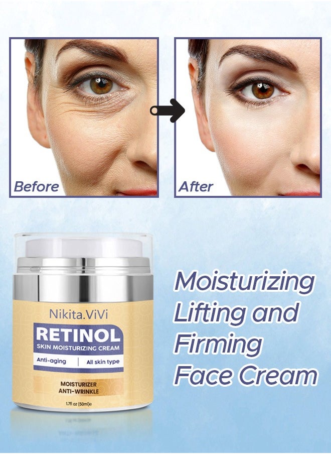NIKITA.VIVI Retinol Skin Moisturizing Cream 50ml Anti Aging Firming Facial Cream to Reduce Wrinkles Fine Line Dark Spot Sun Damage Anti Wrinkle Face Neck and Body Retinol Cream with Hyaluronic Acid  - Image 2