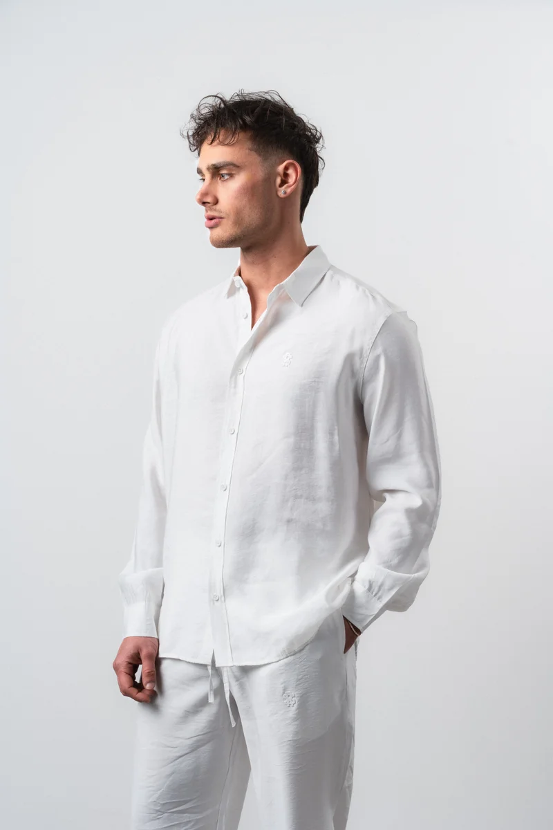 RESPIRE Men's RS Long Sleeve Modal Oversize Shirt White