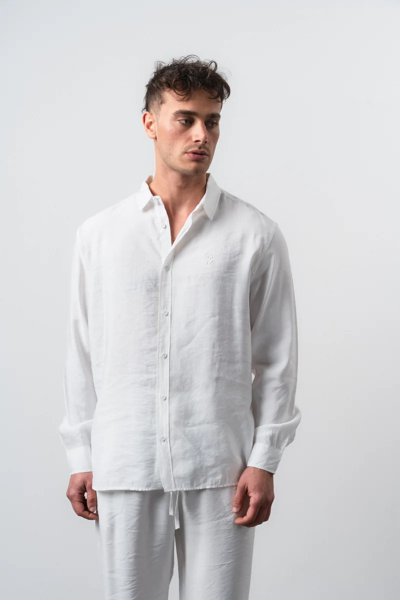 RESPIRE Men's RS Long Sleeve Modal Oversize Shirt White
