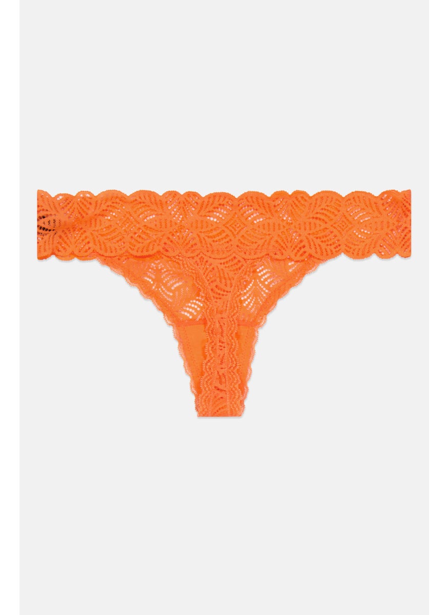 UNDIZ - Women Lace Pull On Panty, Orange - Image 1