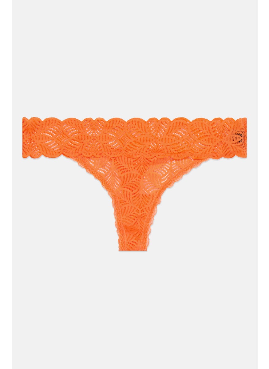 UNDIZ - Women Lace Pull On Panty, Orange - Image 1