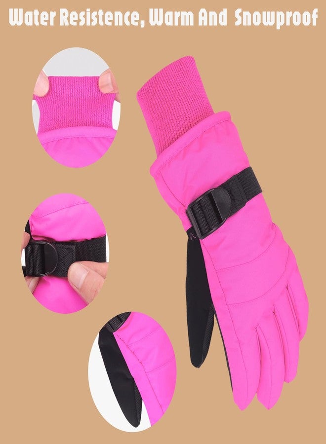 XTACER Boy's Girl's Kid's Ski Snow Gloves Snowboard Winter Warm Cold Weather Gloves for Boys Girls Children (Hot Pink,10-12 Years) - Image 2