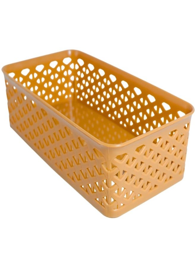 Simply Home Ellora -1 Multi-Purpose Plastic Storage Basket|Stackable Organizer Tokri For Home,Kitchen,Bathroom & Office|Ideal For Toys,Clothes,Cosmetics,Stationery|Set Of 1|Camel - Image 1