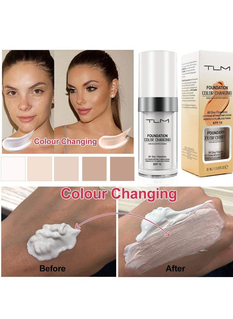 TLM TLM Colour Changing Foundation for Different Skin Tone, Foundation Makeup Base Nude Face Liquid Full Coverage Concealer, TLM Concealer Cover Cream  - Image 4