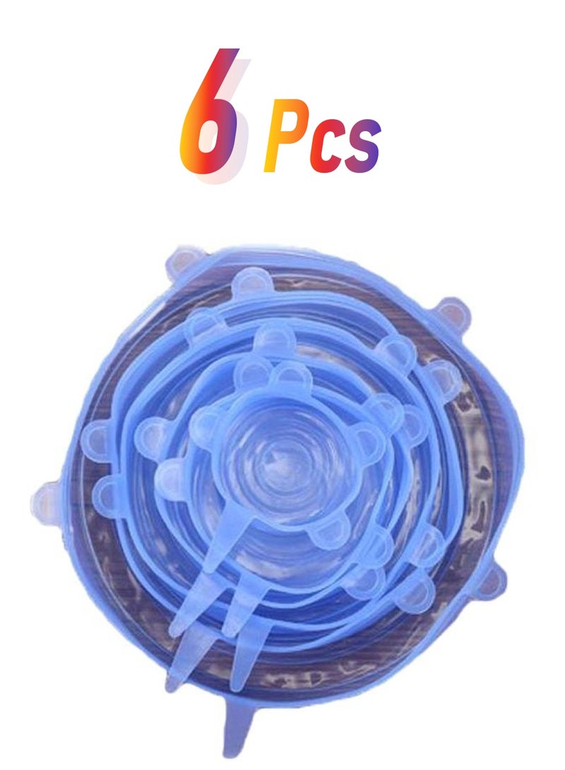 NIBEMINENT 6-Piece Silicone Cooking Pot Lid Blue 