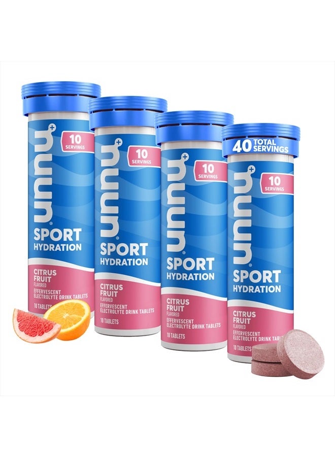 Nuun Sport Electrolyte Tablets for Proactive Hydration, Citrus Fruit, 4 Pack (40 Servings) - Image 1