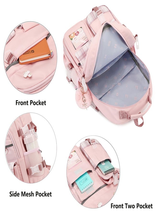 KIDNUO Backpack for Girls, 15.6 Inch Laptop School Bag Kids Kindergarten Elementary College Backpacks Large Bookbags for Teen Girl Women Students Casual Travel Daypacks (Pink) - Image 5
