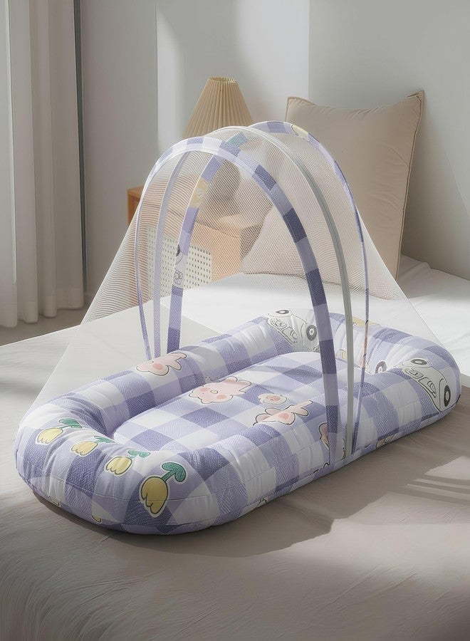 StarAndDaisy 3 in 1 Baby Mosquito net/Nest for Sleeping - Mosquito net for Newborn Baby/Soft and Comfortable Bed, Washable Cotton Design for 0-12 Months Baby -Bunny Print - Image 1
