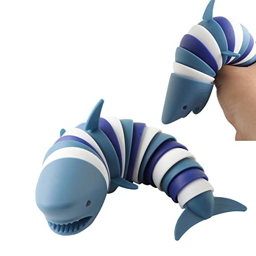 MEIEST Fidget Slug Toy3D Articulated Stretch Shark Stress Reliever Hand Toy Sensory Stress Relief Toys for Adults and Kids Pressure Relieving and AntiAnxiety Office Desk ToysMultiColor - Image 1