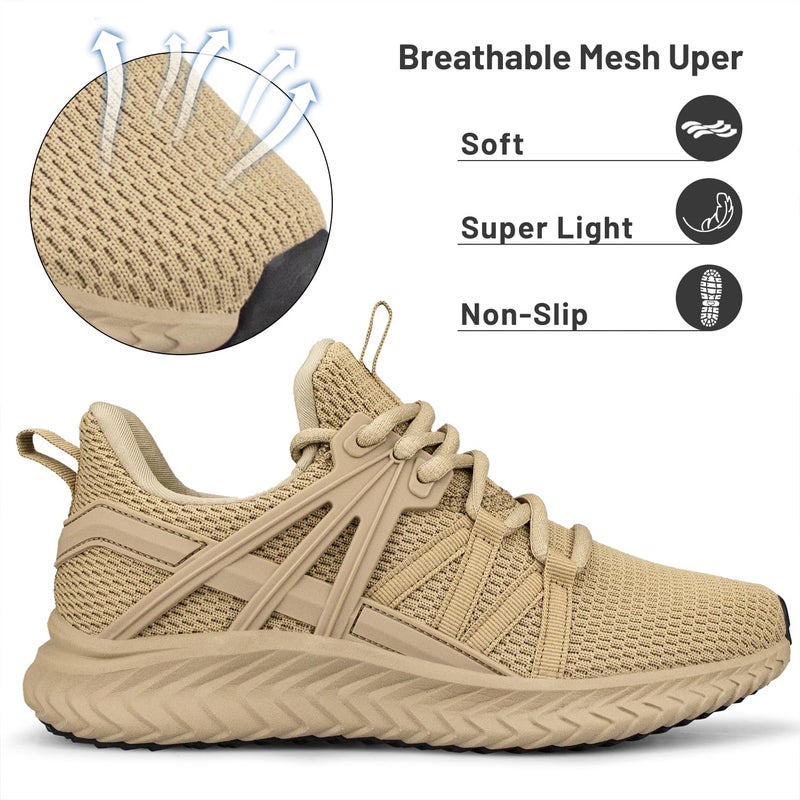 Abboos Women's Slip On Shoes Mesh Breathe Walking Shoes Womens Fashion Sneakers Comfort Running Shoes Size 6 Khaki - Image 2