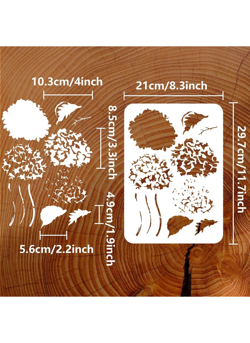FINGERINSPIRE FINGERINSPIRE Layered Hydrangea Pattern Painting Stencil 8.3x11.7inch Hydrangea Flower Drawing Template DIY Craft Plants Decoration Stencil for Painting on Wood Wall Fabric Furniture  - Image 2