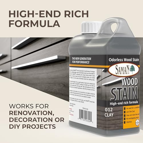 SamaN Interior Water Based Wood Stain - Natural Stain for Furniture, Moldings, Wood Paneling, Cabinets (Clay TEW-012-32, 32 oz) - Image 2