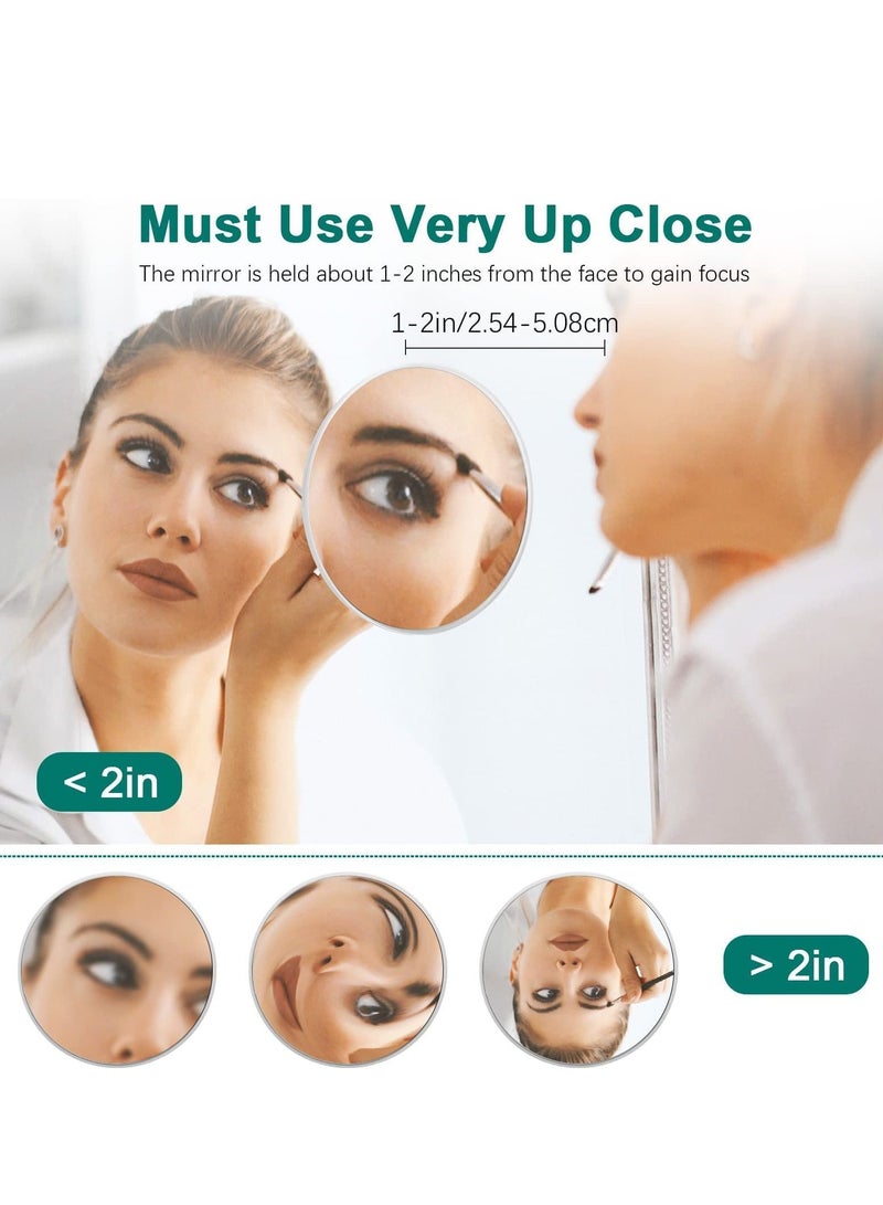 SYOSI 20X Magnifying Mirror with Suction Cups, Portable Travel Mirror for Bedroom, Bathroom, Travel, Business Trip (6 Inch, White)