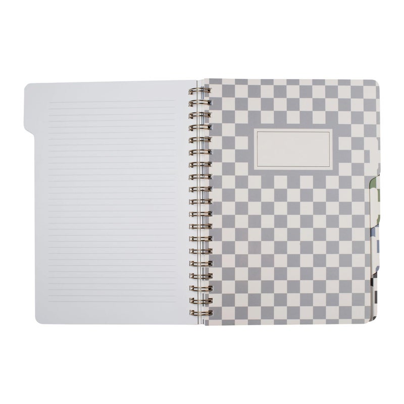 Fringe Studio Large Tab Notebook,"Neutral Checks", Flexible Paperback Cover, 5 Subject/Die-Cut Dividers, 7.25" X 10", 180 Lined Pages, Multicolor (343PA002FSC) - Image 5
