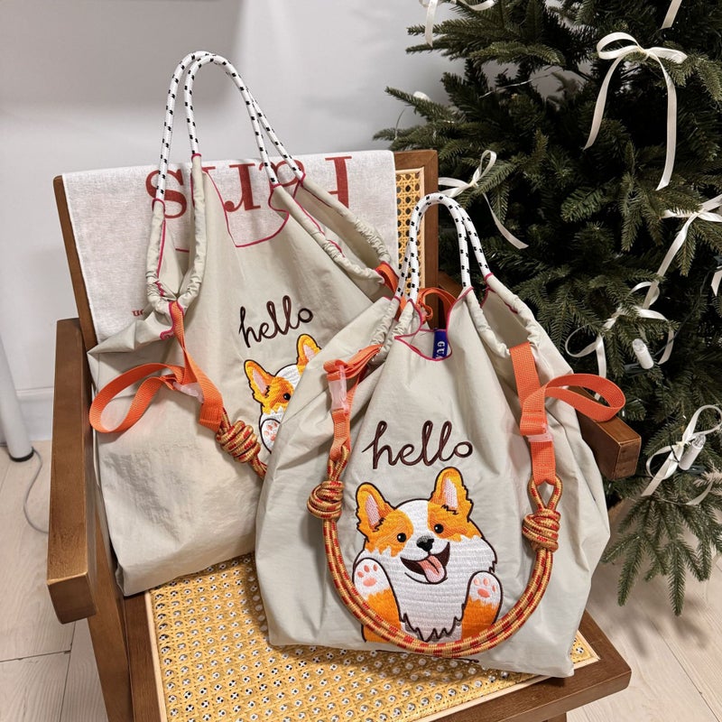 New Embroidered Shopping Bag Beni Dragon Day Bag Capacity Large Capacity Single Shoulder Female Fashion Niche Shopping Summer - Image 5