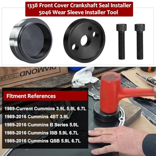 Camoo 1338 Front Cover Crankshaft Seal Installer &5046 Wear Sleeve Installer Tool Kit For Dodge Cummins 3.9L 5.9L 6.7L Replace OE 1338/3824498, 5046/3824500 - Image 2