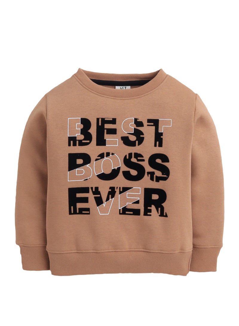 victor and jane Boys' Brown "BEST BOSS EVER" Graphic Sweatshirt - Image 2
