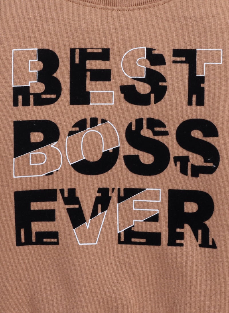 victor and jane Boys' Brown "BEST BOSS EVER" Graphic Sweatshirt - Image 4