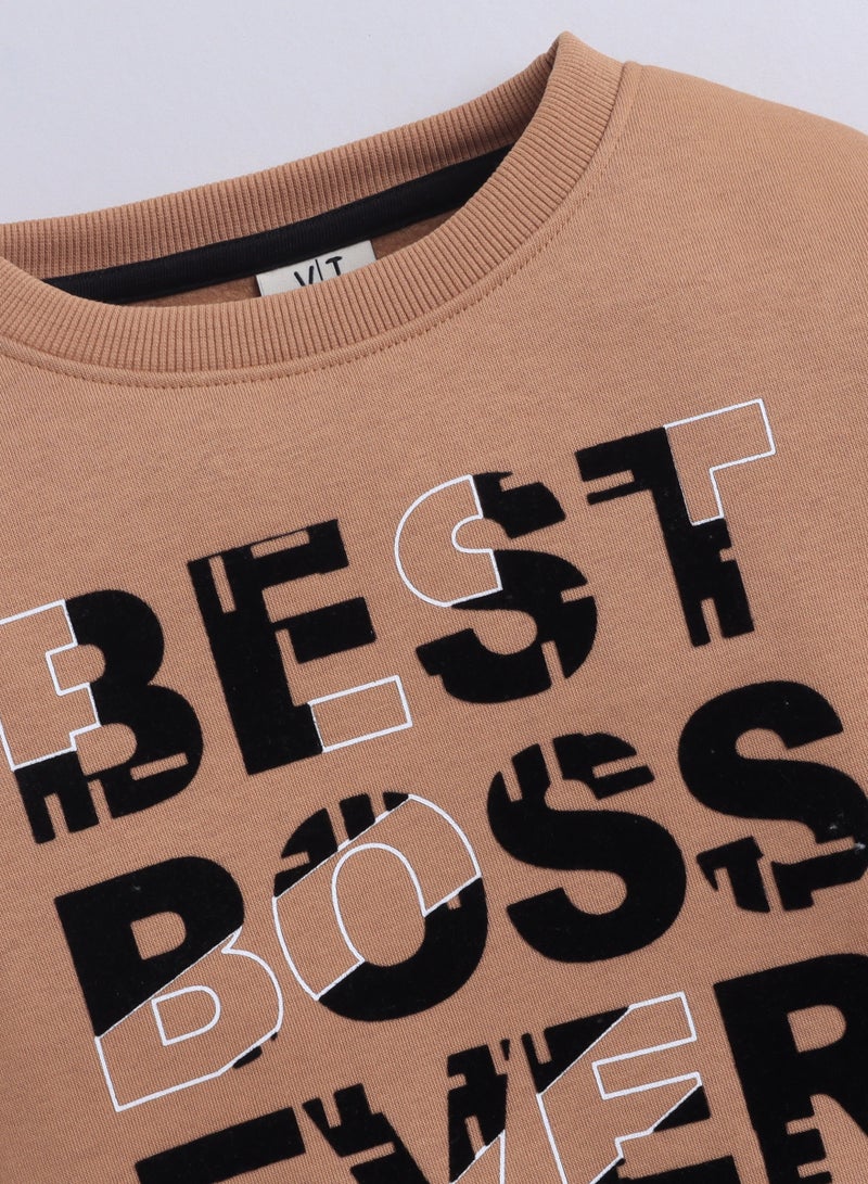 victor and jane Boys' Brown "BEST BOSS EVER" Graphic Sweatshirt - Image 3