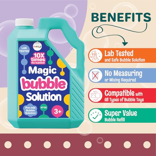 Klevly 33 OZ Iridescent Bubble Solution Refill NonToxic PreMix Bubble Refill Solution No Mixing or Measuring Required Bubbles for Kids Bubbles Bulk Bubble Machine Solution Giant Bubbles 33 OZ - Image 5