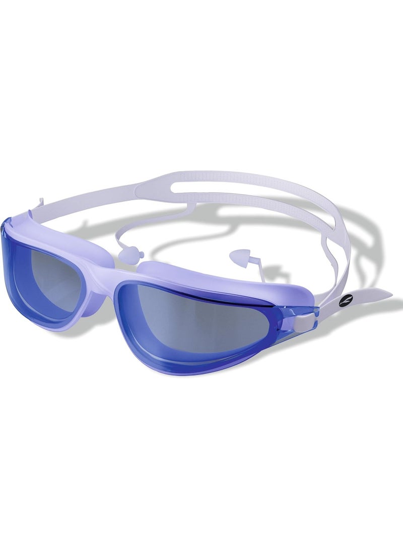 KONEX Anti-Fog Swimming Goggles with UV Protection for Men & Women | Wide Angle View with Anti-Leak Technology | Comes with Attached Ear Plugs | Ideal for Children & Adults (Blue) - Image 1