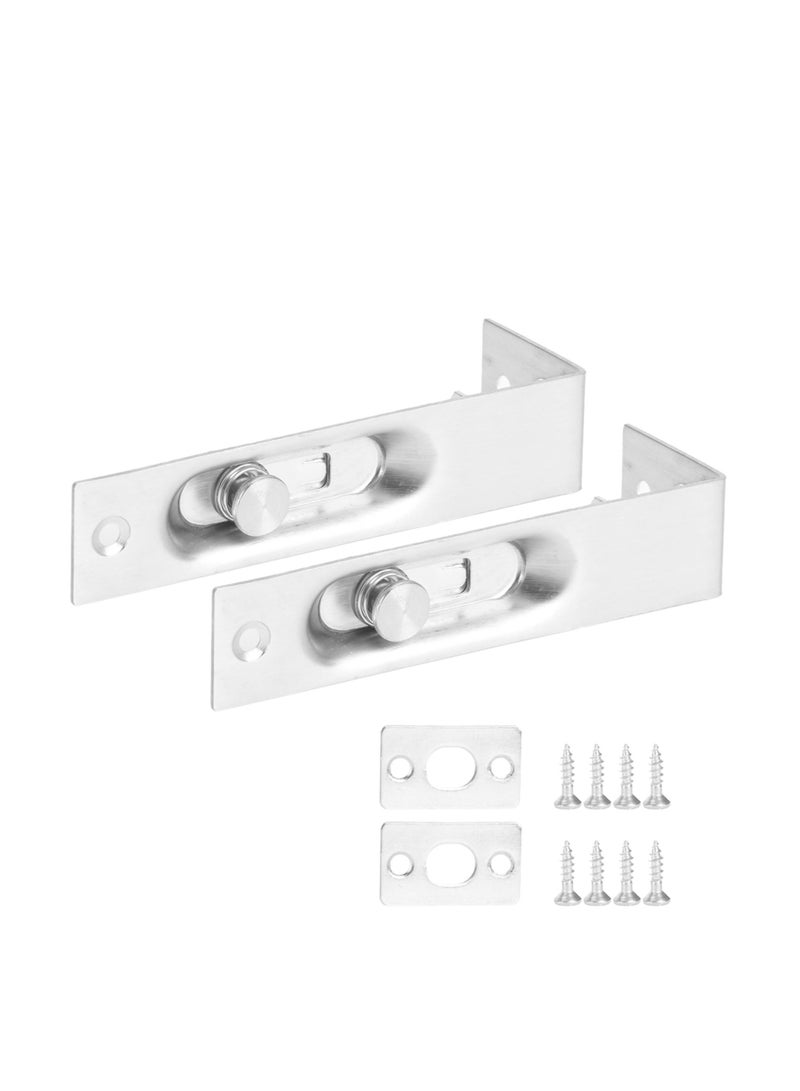 Excefore Alvinlite Latches Bolts 4Inch Security Door Bolt Latch, Double Door Lever Action Flush Bolt Latch, French Door Slide Bolt Lock (2Pcs)  - Image 1