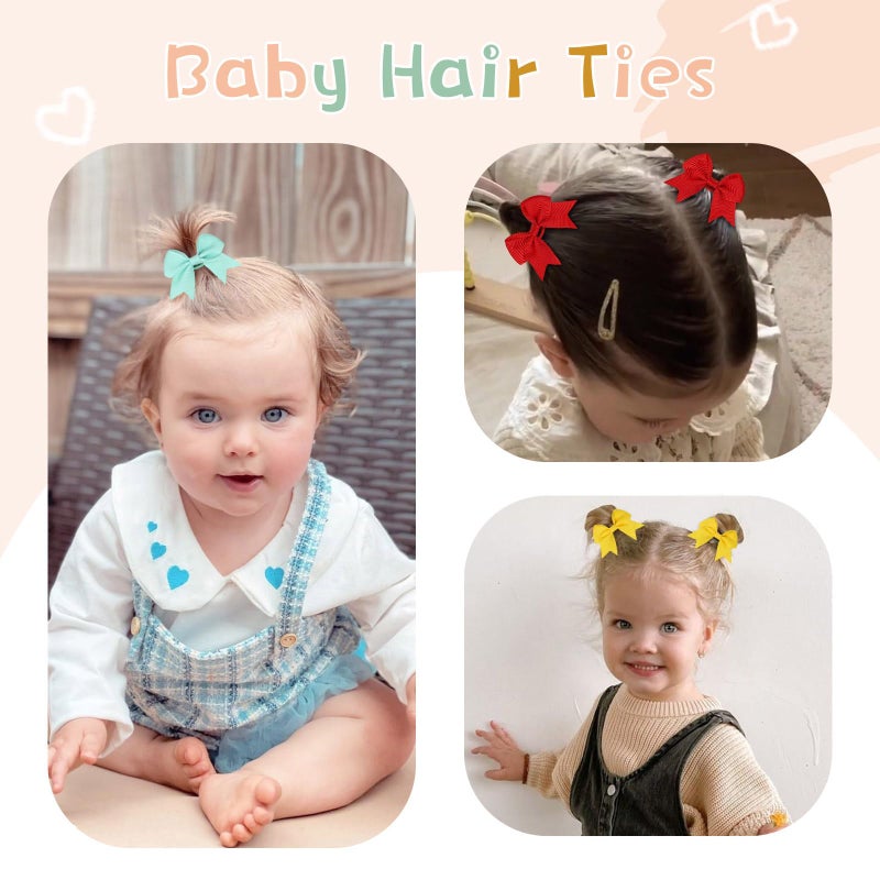 OAOLEER 40PCS 2 Inches Baby Hair Ties, Toddler Hair Ties with Bows, Elastic Ponytail Holders Mini Small For Baby Girls Infants - Image 3