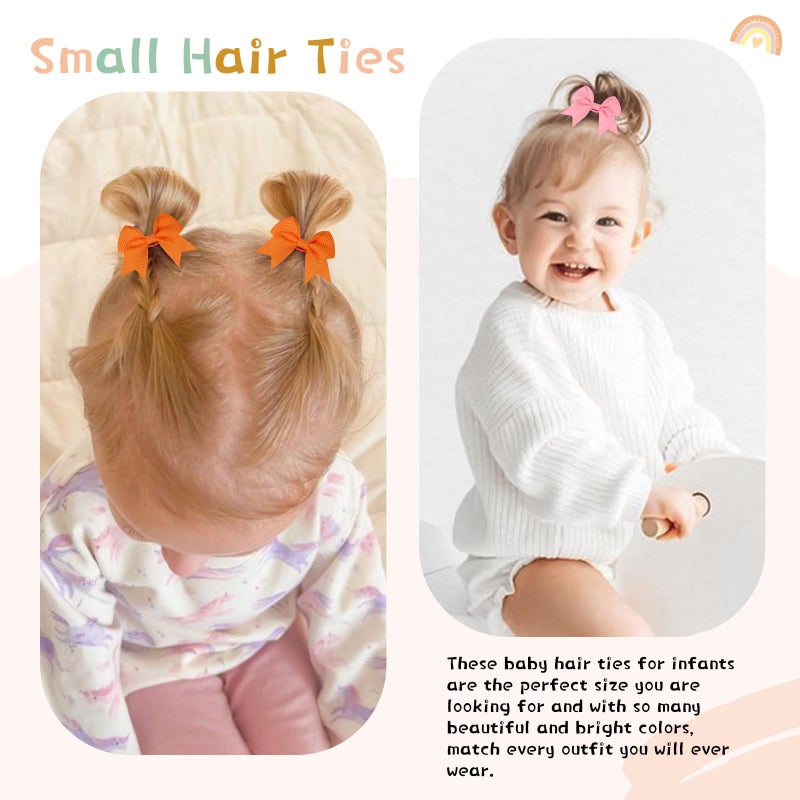 OAOLEER 40PCS 2 Inches Baby Hair Ties, Toddler Hair Ties with Bows, Elastic Ponytail Holders Mini Small For Baby Girls Infants - Image 5
