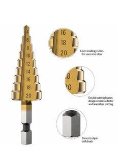 YADAV Generic 3 Pcs Large HSS Steel Step Cone Drill Titanium Bit Set Hole Cutter 41220 32mm  - Image 4