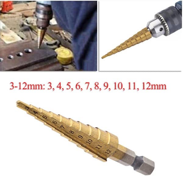 YADAV Generic 3 Pcs Large HSS Steel Step Cone Drill Titanium Bit Set Hole Cutter 41220 32mm - Image 5