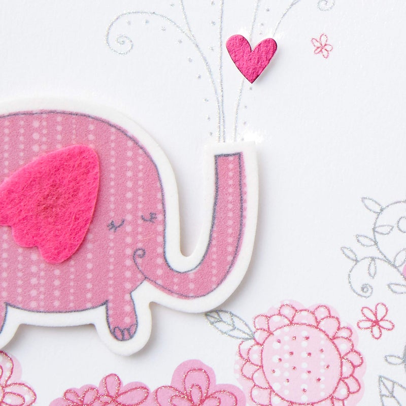 Hallmark Baby Shower Card for Girl (Pink Elephant) Welcome New Baby Girl, Congratulations - Image 4