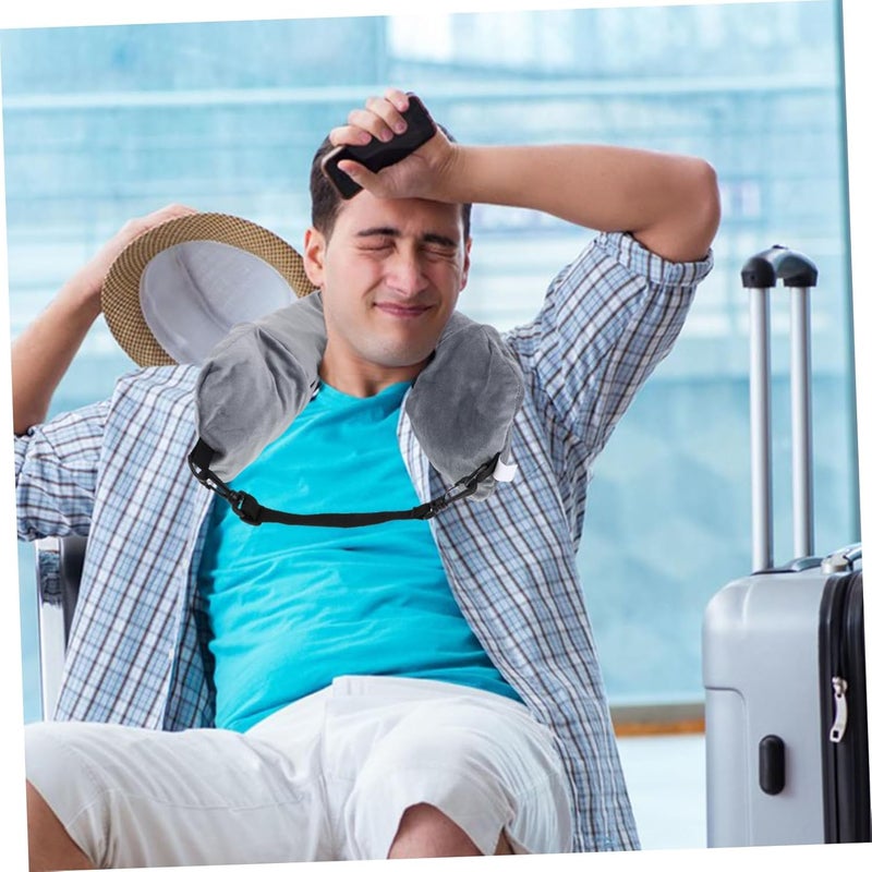 Stuffable Travel Neck Pillow with Storage Bag for Airplane Use Packable Cushion Fills with Clothes Towels Machine Washable Soft Neck Support for Long Flights - Image 5