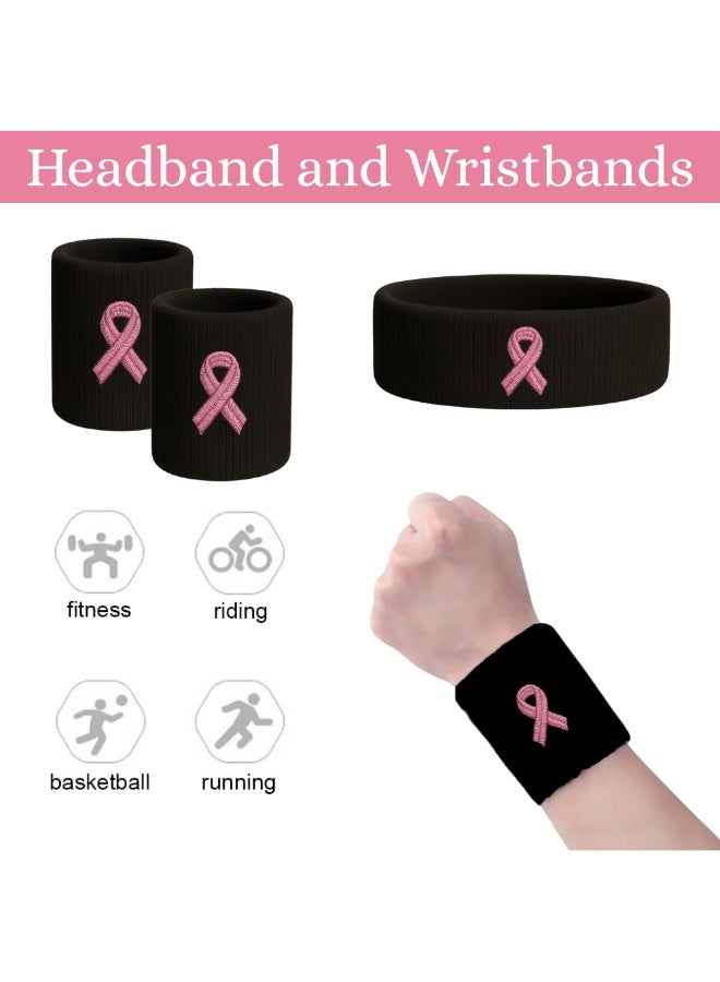 PRINTSHOP4ME BreastCancer Awareness HeadBand And HandBand | Ribbon Sports Wrist Sweatbands For Football Basketball Running Athletic | Multiple Colors Are Available - Image 5