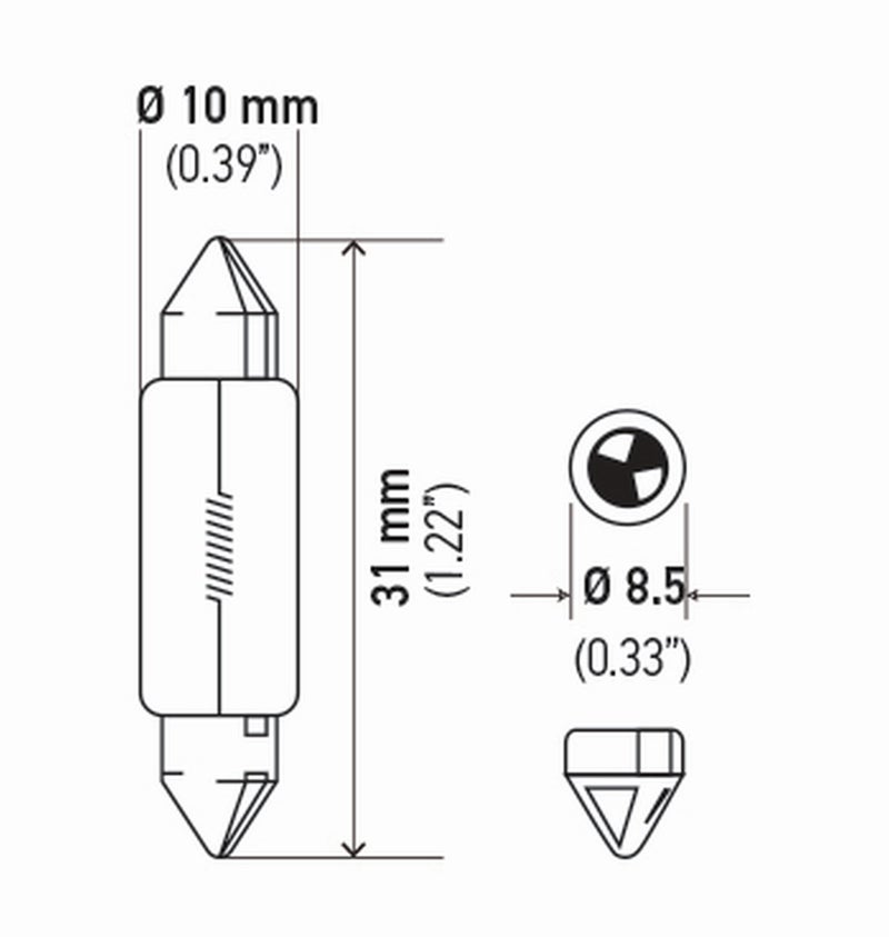 Hella 6418TB Bulb 6418 12V 5W Sv8.5-8 T3.25 10X35 (2), Multi - Image 2