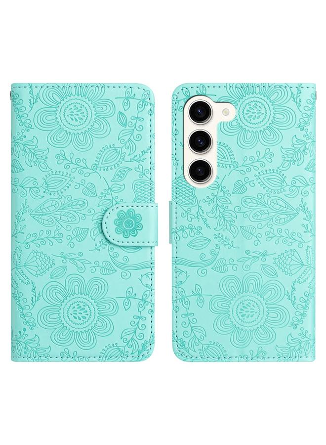 S-TOP Case For Samsung Galaxy S23 5G Floral Embossed Pattern Leather Phone Case - Image 1
