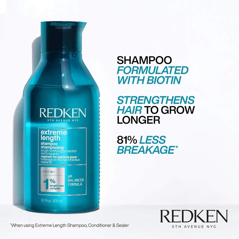 Redken Extreme Length Shampoo For Damaged Hair - Prevents Breakage and Strengthens Hair, Infused With Biotin For Hair Growth, 33.8 Fl Oz - Image 3