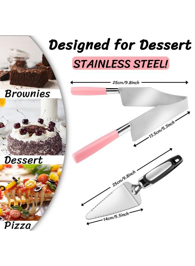 Lmisraely 2 Pcs Cake Slicer Cutter and Multi Function Cake Server Stainless Steel Set for Cutting and Serving Desserts, Brownies, Pizza Cake Spatula - Image 2
