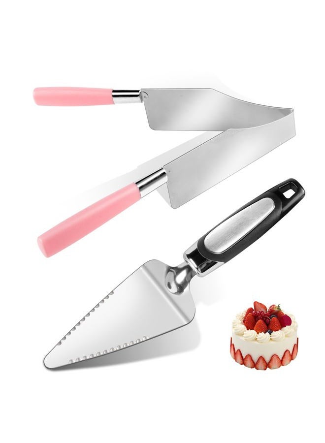 Lmisraely 2 Pcs Cake Slicer Cutter and Multi Function Cake Server Stainless Steel Set for Cutting and Serving Desserts, Brownies, Pizza Cake Spatula - Image 1