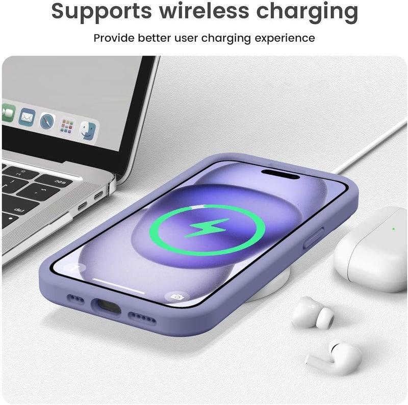 Mobistyle Designed for iPhone 15 Cover Soft Liquid Silicone Slim Protective Shockproof with Anti-Scratch Microfiber Lining Phone Back Cover Case (Grey) - Image 5