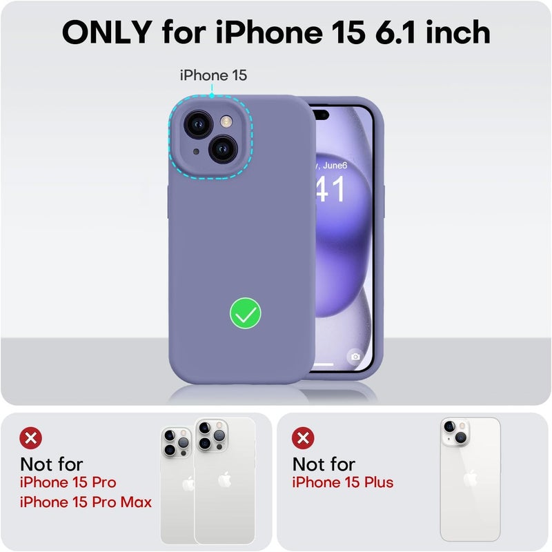 Mobistyle Designed for iPhone 15 Cover Soft Liquid Silicone Slim Protective Shockproof with Anti-Scratch Microfiber Lining Phone Back Cover Case (Grey) - Image 3